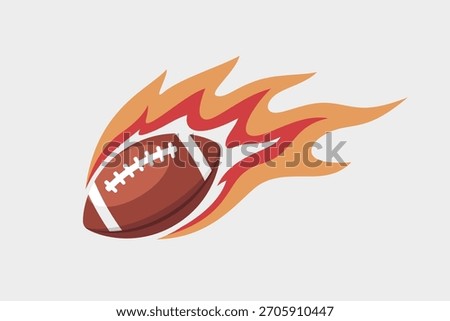 A dynamic football surrounded by flames. Vector illustration.