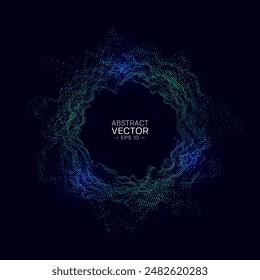 Dynamic form made of particles. Abstract sound waves. Glowing 3d futuristic shape. Vector illustration.