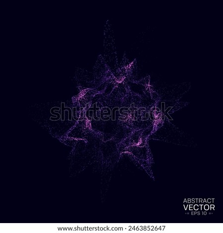 Dynamic form made of particles. Glowing 3d futuristic shape. Vector illustration.