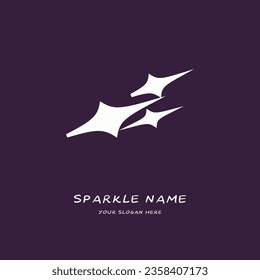 dynamic four pointed sparkle logo design flat minimal in dark