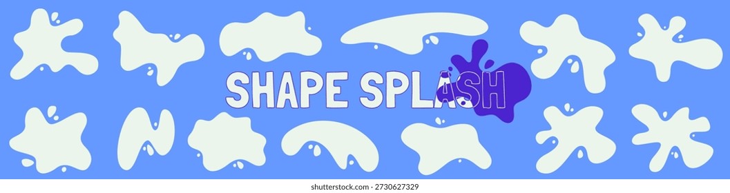 Dynamic frame with splash milk streams and water splashes, expressive puddle paint shape, splash movement, creamy milk texture and clear water puddle vibe.