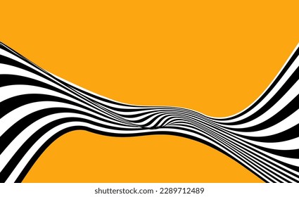 Fondo abstracto dinámico y futurista con ondas distorsionadas. Cinta curvada de estilo geométrico moderno. Fondo geométrico en estilo retro. Plantilla de ilustración de vectores para pancarta o afiche