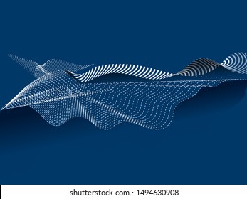 Dynamic futuristic digital flowing wave particles abstract background.