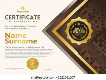 Dynamic and futuristic modern certificate template with colorful gradation on diagonal halftone on ornament and texture pattern background background.