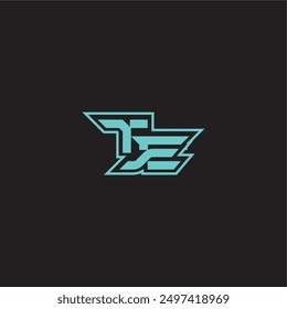 dynamic gaming monogram logo sporty and bold concept TE blue esport letter