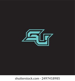 dynamic gaming monogram logo sporty and bold concept SU blue esport letter