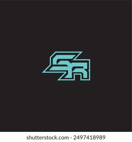 dynamic gaming monogram logo sporty and bold concept SR blue esport letter