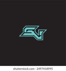 dynamic gaming monogram logo sporty and bold concept SV blue esport letter