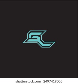 dynamic gaming monogram logo sporty and bold concept SL blue esport letter