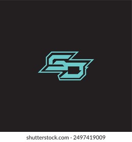 dynamic gaming monogram logo sporty and bold concept SJ blue esport letter