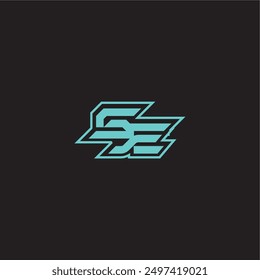 dynamic gaming monogram logo sporty and bold concept SE blue esport letter