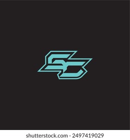 dynamic gaming monogram logo sporty and bold concept SC blue esport letter