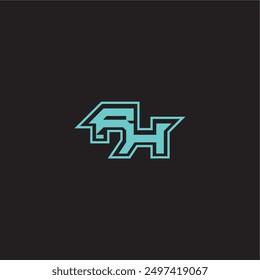 dynamic gaming monogram logo sporty and bold concept RH blue esport letter