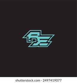 juego dinámico monograma logo deportivo y audaz concepto RE carta de exportación azul