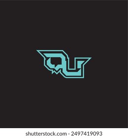 dynamisches Gaming-Monogramm Logo sportlich und mutig Konzept QU blau Esport Brief