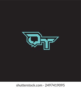 dynamisches Gaming-Monogramm Logo sportlich und mutig Konzept QT blau Esport Brief