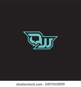 juego dinámico monograma logo deportivo y audaz concepto QW carta de exportación azul
