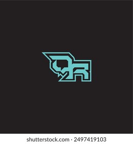 dynamisches Gaming-Monogramm Logo sportlich und mutig Konzept QR blau esport Buchstabe
