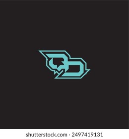 dynamic gaming monogram logo sporty and bold concept QD blue esport letter