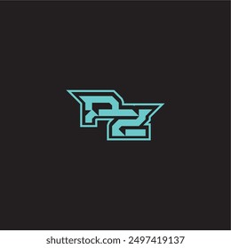dynamisches Gaming-Monogramm Logo sportlich und fett Konzept PZ blau esport Buchstabe