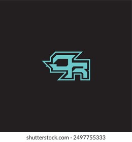 dynamic gaming monogram logo sporty and bold concept OR blue esport letter