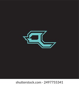 dynamic gaming monogram logo sporty and bold concept OL blue esport letter