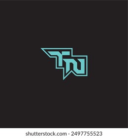 dynamic gaming monogram logo sporty and bold concept TN blue esport letter