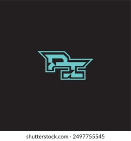 dynamic gaming monogram logo sporty and bold concept PI blue esport letter