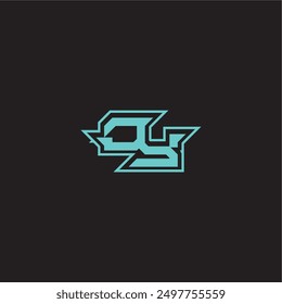 Logo de monograma de juego dinámico Concepto deportivo y audaz Carta de exportación azul OY