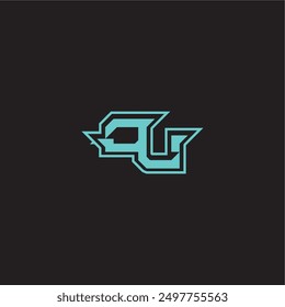 dynamic gaming monogram logo sporty and bold concept OU blue esport letter