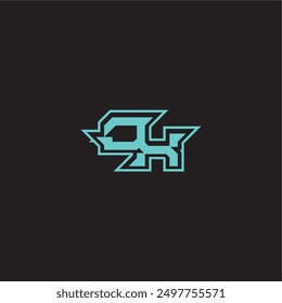 dynamic gaming monogram logo sporty and bold concept OX blue esport letter