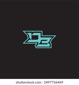 dynamisches Gaming-Monogramm Logo sportlich und fett Konzept DB blau esport Buchstabe