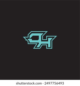 dynamic gaming monogram logo sporty and bold concept OH blue esport letter