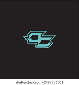 dynamic gaming monogram logo sporty and bold concept OC blue esport letter