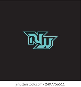 dynamic gaming monogram logo sporty and bold concept NW blue esport letter