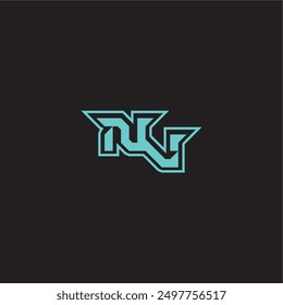 juego dinámico monograma logo deportivo y audaz concepto NV carta de exportación azul