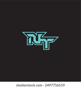 dynamic gaming monogram logo sporty and bold concept NT blue esport letter