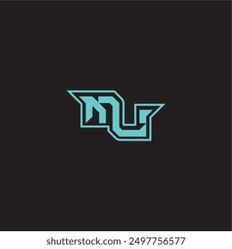 dynamic gaming monogram logo sporty and bold concept MU blue esport letter