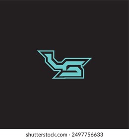 dynamisches Gaming-Monogramm Logo sportlich und fett Konzept LS blau esport Buchstabe