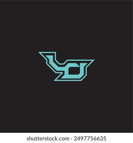 dynamic gaming monogram logo sporty and bold concept LO blue esport letter