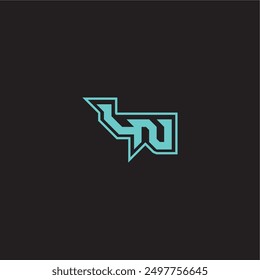 dynamic gaming monogram logo sporty and bold concept LN blue esport letter