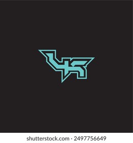 dynamic gaming monogram logo sporty and bold concept LK blue esport letter