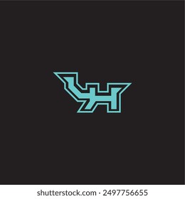 dynamic gaming monogram logo sporty and bold concept LH blue esport letter