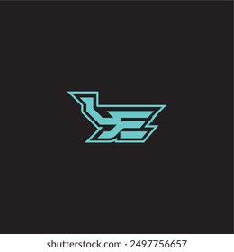 dynamic gaming monogram logo sporty and bold concept LE blue esport letter