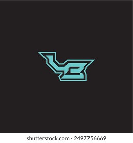 dynamic gaming monogram logo sporty and bold concept LB blue esport letter