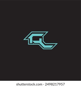 juego dinámico monograma logo deportivo y audaz concepto CL azul carta de exportación