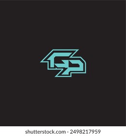 dynamic gaming monogram logo sporty and bold concept CP blue esport letter