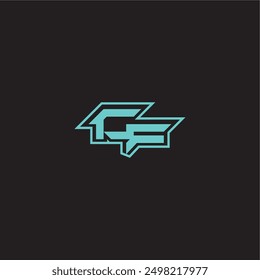 dynamic gaming monogram logo sporty and bold concept CF blue esport letter