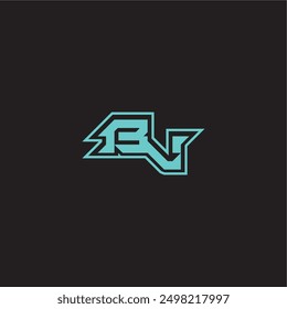 dynamic gaming monogram logo sporty and bold concept BV blue esport letter