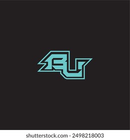 dynamic gaming monogram logo sporty and bold concept BU blue esport letter